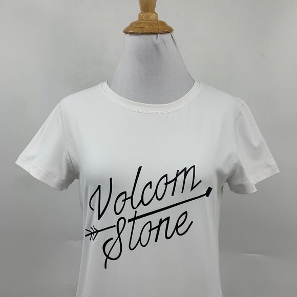 Volcom T Shirt Womens S Small White Simply Solid Short Sleeve Stone Crew Tee - Picture 3 of 9